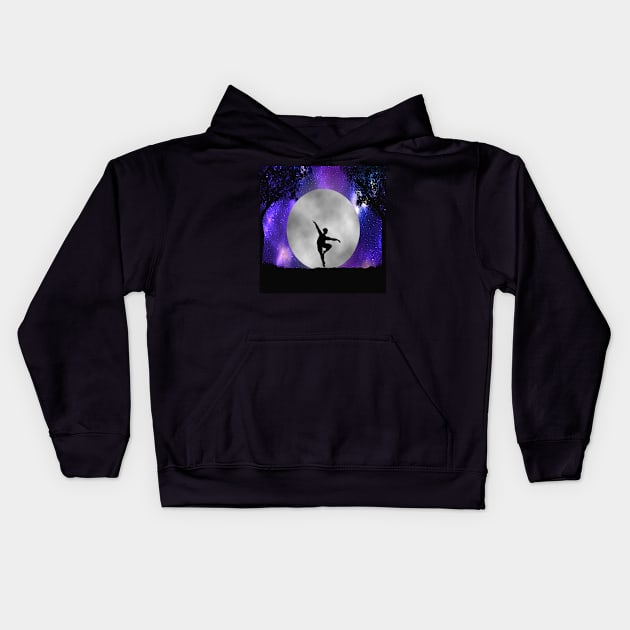 Plus size ballerina full moon galaxy Kids Hoodie by Kyttsy Krafts